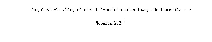 Fungal bio-leaching of nickel from Indonesian low grade limonitic ore