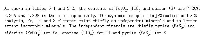 Iron, titanium and sulfur element occurrence