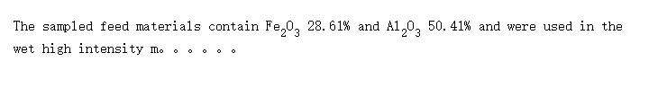 Major chemical compositions of feed materials