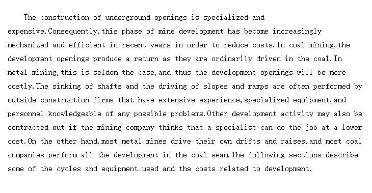 Development Openings of Underground Mine (¿ɽ)